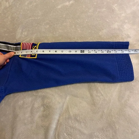 BMA Best Sangmoosa Taekwondo Uniform Gi USWC Black Belt Club Size 4‎ Blue MMA - Picture 11 of 13